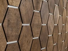 a wooden wall with hexagonal patterns on it