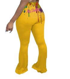 Splash Ink Print Elastic High Street Flared Pants Casual Yellow Flare Bottoms, Yellow Casual Party Bottoms, Casual Yellow Party Bottoms, Casual Yellow Bottoms For Party, Yellow Casual Party Pants, Casual Yellow Party Pants, Flat Pant, Autumn Fits, Color Pick