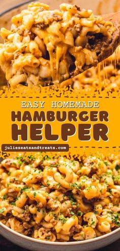 Make your Fall dinner recipe list special with this Homemade Hamburger Helper recipe! Made in one pot, it's cheesy, rich, and delicious! Add this classic hamburger helper recipe to your easy comfort food recipes for dinner tonight! Easy Hamberburger Meat Recipes, East Hamburger Meat Recipe, Hamburger Helper Casserole Recipes, Hamburger Helper With Sausage, Hamburg Pasta Recipes, Recipe Hamburger Meat, Homemade Hamburger Helper Gluten Free, Simple Hamburger Helper Recipes, Keto Hamburger Helper Recipes