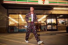 Lounge in style with these all-over print pajamas - featuring all your favorite 7-Eleven® snacks and drinks. Details: Microfiber polyester digital printed pajama top Front chest pocket Contrast piping True to men's sizes. For women, size down by one size. Printed Pajama, 7 Eleven, Contrast Piping, Our Legacy, Print Pajamas, Pajama Bottoms, Pajama Top, The Community, Stripes Design