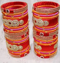 Silk Thread Bangles for  women Total Bangles 36 Color can be customized  Any query feel free contact us. Wedding,Sangeet,Haldi, All Function Festival Bangle For Marriage With Stone Work, Festive Marriage Bangle With Stone Work, Handmade Bangle For Wedding And Festivals, Red Bracelets For Marriage And Festivals, Heavy Red Bracelet For Wedding, Red Hand Set Bridal Sets For Party, Handmade Bangle For Marriage And Festivals, Festival Red Hand Set Bracelets, Red Hand Set Bridal Sets For Festivals