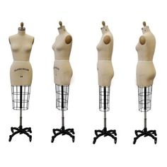 three mannequins are shown with different positions