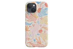 a phone case with an image of colorful fish on it's front and back sides