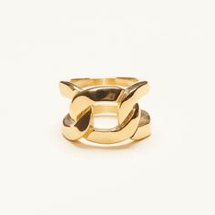 "A perfect statement ring, handcrafted with a chain styled band. This ring is well-made, eye-catching and pretty in gold color. Wear it to make your look fabulous. - Materials: 18K gold plated titanium - Measurements: approximately 0.6\" / 15mm in band width - Sizes: US6 - US9 - The product is tarnish-resistant and hypoallergenic Q&A 1. What is the material? - It is made from 18K real gold plated titanium. Titanium is nickel-free, zinc-free and hypoallergenic.. 2. Does the color tarnish? - T Jewelry Chunky, Minimalist Women, Ring Minimalist, Wide Bands, Chain Ring, Real Gold, Chain Styles, Statement Ring, Band Ring