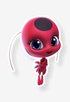 a red and black cartoon character with big eyes