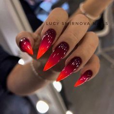 Stilleto Nails Designs, Witchy Nails, Nails Art Designs, Goth Nails, Stiletto Nails Designs, Colorful Nails, Red Nail, Nails 2023, Bling Nails