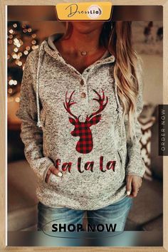 Women's Christmas Printed Long Sleeve Hoodie Casual Christmas Cotton Hoodie, Casual Cotton Christmas Hoodie, Casual Winter Hoodie For Holidays, Casual Winter Holiday Hoodie, Casual Long Sleeve Hoodie For Holiday, Holiday Winter Long Sleeve Hoodie, Holiday Long Sleeve Winter Hoodie, Casual Long Sleeve Holiday Hoodie, Winter Holiday Long Sleeve Hoodie