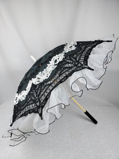 Gothic Umbrella, Fringe Embroidery, Black Parasol, Man Hand, Neat Casual Outfits, Victorian Lampshades