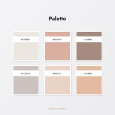 the different shades of pale and neutral paint in each color scheme, with text that reads palette