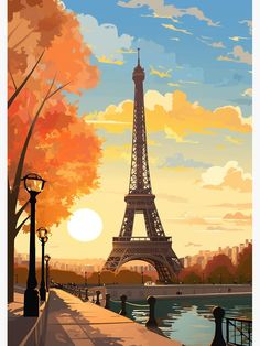 the eiffel tower in paris, france at sunset