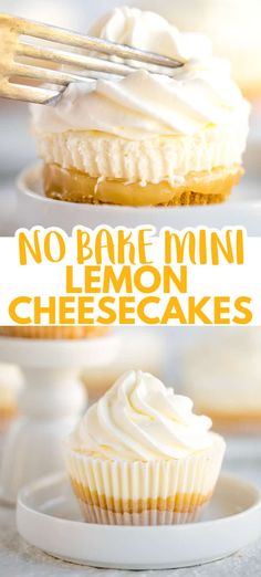 no bake mini lemon cheesecakes with frosting on top