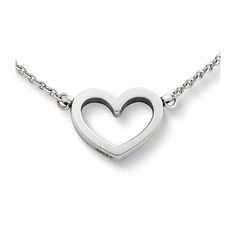 View Larger Image of Petite Heart Necklace Modern Sterling Silver Jewelry For Valentine's Day, Stainless Steel Heart Necklace For Everyday, Modern Heart-shaped Sterling Silver Necklace, Everyday Sterling Silver Heart Pendant Jewelry, Modern Sterling Silver Heart Necklace, White Gold Polished Sterling Silver Heart Necklace, Classic Open Heart Necklace With Polished Finish, Classic Heart-shaped Sterling Silver Necklace, White Gold Heart Necklaces With Sterling Silver Clasp