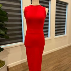 New Red Midi Dress Red Stretch Midi Dress For Night Out, Red Fitted Midi Dress For Date Night, Chic Red Stretch Dress, Red Stretch Midi Dress, Red Midi Dress For Night Out In Spring, Red Bodycon Midi Dress For Cocktail, Red Midi Length Dress For Night Out, Chic Red Dress For Date Night, Chic Red Stretch Midi Dress