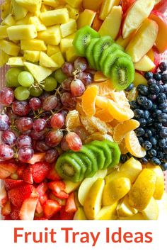 Close up of a colorful fruit tray idea Fruit Platter Ideas Party Trays Simple, Summer Fruit Tray, Quick Easy Family Meals, Fruit Tray Ideas, Fruit Platter Ideas Party, Green Bean Salad Recipes, Fruit Trays, Festive Appetizers, Fruit Salad Easy