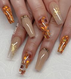 Ongles Beiges, Orange Nail, Fall Gel Nails, Cute Nails For Fall, Her Nails, Fall Acrylic Nails, Thanksgiving Nails, Acrylic Nails Coffin Short, Fall Nail Art