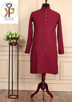 KPD1094 Lucknowi Style Red Chikankari Kurta Pyjama Fine Quality and Soft on the skin. Kurta Material- Cotton Pyjama Fabric-Raymond Cotton Looks great in house warming parties, weddings, photoshoots, south asian wedding, pooja and festival get togetherness i.e. diwali , holi, independence days, EID, Navratri etc. Our Kurta Pyjama can be ordered in bulk in advance for your weddings, engagement ceremonies, dance shows or ethnic parties. If you do not find your size, Do Not Worry -We can get you cus Red Transitional Lawn Suit For Wedding, Formal Red Chikankari Embroidery Kurta, Red Unstitched Suit With Chikankari Embroidery For Eid, Red Chikankari Embroidery Unstitched Suit For Eid, Red Unstitched Suit With Chikankari Embroidery For Festivals, Red Unstitched Lawn Suit For Transitional Season, Red Lawn Suit With Dabka Work For Transitional Season, Traditional Red Fitted Unstitched Suit, Red Cotton Sherwani For Navratri