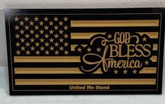 an american flag with the words god bless america on it