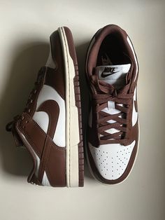 Nike dunks | brown nike dunks | neutral sneakers | fall shoes | fall sneakers | Cacao Wow Nike Dunks Brown And White Shoes, Nike Dunks Shoes, Nike Panda Brown, Brown And White Sneakers, Brown And White Nike, Brown Dunks Outfit Men, Brown Panda Dunks, Brown Shoes Nike, Brown And White Nike Shoes