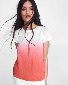 Dip Dye Slub Tee | Apparel T-Shirts | rag & bone Casual Ombre Cotton Tops, Gradient Crew Neck Cotton Tops, Gradient Cotton Crew Neck T-shirt, Tie Dye Tops For Summer, Bleached T-shirt For Summer, Summer Cotton Gradient Tops, Faded Cotton Top For Summer, Hand Dyed Cotton Tops, Trendy Gradient Color Tops For Spring