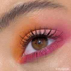 Orange Red Eye Makeup, Orange Pink Aesthetic, Peach Eye, Orange Makeup, Pride Makeup, Eye Makeup Designs, Creative Eye Makeup