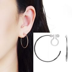 30mm Silver Clip on Hoop Earrings Hoops Invisible Clip on | Etsy Ear Jacket Earring Gold, Clip On Hoop Earrings, Non Pierced Earrings, Turquoise Hoop Earrings, Turquoise Drop Earrings, Earrings Hoops, Circle Earrings Studs, Earrings Simple, Earrings Hoop