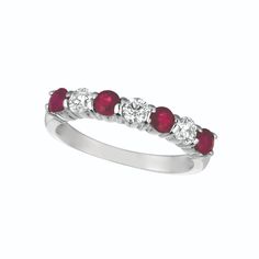 1.65 Carat Natural Diamond And Ruby Round Cut 7 Stone Ring Band G Si 14k White Gold 100% Natural Diamonds And Rubies 1.65ctw G-H Si 14k White Gold Prong Style, 2.60 Grams 3 Mm In Width Size 7 3 Diamonds - 0.45ct, 4 Rubies -1.20ct R6415wdr1 All Our Items Are Available To Be Ordered In 14k White, Rose Or Yellow Gold Upon Request. Classic Multi-stone Round Cut Diamond Ring, Classic White Ruby Ring With Vvs Clarity, Classic White Ruby Promise Ring, Classic White Diamond Ruby Ring, Classic White Round Cut Ruby Ring, Classic White Ruby Ring With Round Cut, Classic Half Eternity Ruby Ring, Classic Round Half Eternity Ruby Ring, Classic Round Ruby Ring With Half Eternity Band