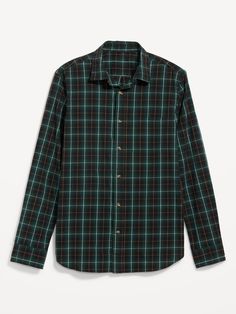 The Everyday Shirt for men is the button-down that puts in work eight days a week.  Spread collar.  Seamed back yoke, with center box pleat.  Long sleeves, with buttoned cuffs and buttoned sleeve plackets.  Patch pocket at left side of chest.  Soft-w Green Plaid, Slim Fit Men, White Plaid, Blue Plaid, Women's Plaid Shirt, Old Navy, Built In, Mens Shirts, Slim Fit