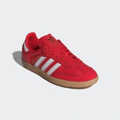 adidas Samba OG Shoes - Red | Free Shipping with adiClub | adidas US Red High-top Sneakers With Three Stripes, Adidas Red Three Stripes Sneakers, Red Adidas Samba, Red Sambas Adidas Outfit, Adidas Samba Original, Red Sambas, Adidas Shoes Samba, Red Adidas Shoes, Samba Adidas Outfit