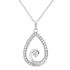 "Simply stunning, this diamond pendant gives your look an extra bit of glow. A teardrop pendant embellished with round-cut diamonds illuminates this 10k white gold necklace. Comes in a gift box. PENDANT DETAILS Pendant length: .95 in. Chain length: 18 in. Clasp: spring-ring Metal: 10k white gold DIAMOND DETAILS Total weight: 1/4 ct. Cut: round Color grade: H-I Clarity: I1-I2 Setting: prong Image(s) may be enlarged to show detail.Diamond weights are approximate. Diamond total weights may vary bet Diamond Facts, White Gold Necklace, Gold Diamond Necklace, Custom Ring Designs, White Gold Necklaces, Teardrop Necklace, Teardrop Pendant, White Gold Jewelry, Drop Necklace