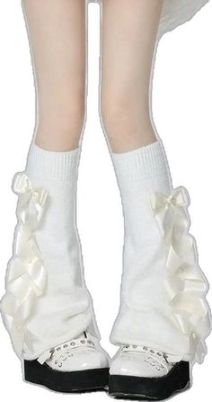 Winter Ruffle Socks, Cute Fitted Winter Bottoms, Fitted White Ruffled Socks, Elegant White Winter Legwear, Elegant White Legwear For Winter, Elegant White Winter Socks, Elegant Ruffled Bottoms For Winter, White Fitted Cute Leg Warmers, White Legwear For Winter Party