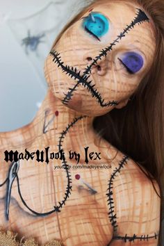 Voodoo Doll Makeup, Doll Makeup Tutorial, Doll Makeup Halloween, Meme Costume, Hallowen Ideas, Special Fx Makeup, Horror Makeup, Theatrical Makeup, Halloween Makeup Tutorial