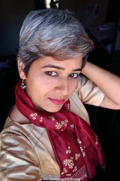 As when I saw greys on my head peeking through the dark brown hair, I felt as if I lacked something as I compared myself to other women having beautiful dark hair. Dyeing my hair gave me an ‘illusion’ of being perfect to fit in society.  #age #aginggracefully #old #beauty #health #shorthair #hairstyle #hairstyles #transitioninghair #silverhairwomen #natural #inspiration #young #asian #newjourney #agingwell #PIXIE #india #indian #authentic #proaging #aginginstyle #veryshorthair #hairstuff Grey Hair Styles, Grey Hair Inspiration