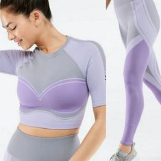 Nwt Fabletics 2 Piece Set. Sofia Seamless Crop Top Size Xl & High Waisted Seamless Color Block Legging. Size Xl Tall. Color : Frosted Lilac Both Sexy And Sporty! Second-Skin Fabric Enhanced With Curve-Contouring Compression. 50% Nylon 44% Polyester 6% Elastane High Stretch Seamless Purple Activewear, Purple Seamless High Stretch Activewear, Purple Compression Seamless Activewear, Purple Seamless Sports Bra For Gym, Compressive Seamless Purple Sports Bra, Lavender Fitted Activewear For Gym, Purple Seamless Activewear For Light Exercise, Fitted Lavender Activewear For Gym, Fitted Lavender Activewear For Workout