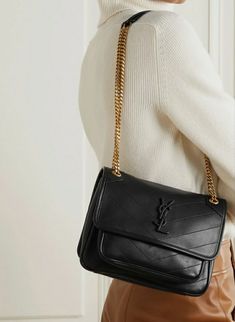 Ysl Niki Bag Outfit, Saint Laurent Niki Bag, Ysl Niki Bag, Shoulder Bags Outfit, Cross Shoulder Bags, Bag Outfit, Yves Saint Laurent Bags, Timeless Wardrobe Staples, Saint Laurent Bag