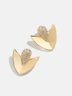 Level up your style with the Ruth Earrings, abstract pointed stud earrings that make a statement with their unique silhouette. Pavé and gold, wear these earrings for everyday glam or for special occasions — either way, they’ll be sure to impress. Elegant Gold Stud Earrings, Everyday Glam, Baublebar Earrings, Gray Jewelry, Earrings In Gold, Silver Drop Earrings, Gold Drop Earrings, Level Up, Gold Earrings