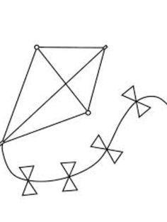 a line drawing of a kite flying through the air with two arrows pointing to each other