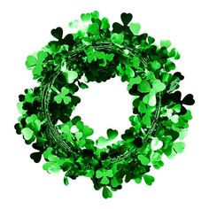 green shamrocks are arranged in a circle