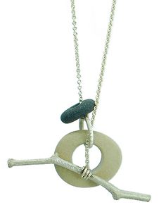 "Sticks and Stones Pendant"  Silver & Stone Necklace    Created by Connie Ulrich  Solid Sterling Silver Twig ap Stick Jewelry, Contemporary Jewellery Necklace, Beach Stones Jewelry, Pebble Jewelry, Silver Jewelry Box, Stones Necklace, Rock Jewelry, Sticks And Stones, Artful Home