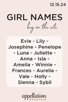 the girl names are in black and white