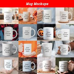 coffee mug mockups for photoshopped with your own text and image on them