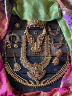 Temple Jewellery Bridal Set, Antique Gold Jewelry Indian Bridal Jewellery, Bridal Temple Jewellery Sets, South Indian Jewellery Necklace Set, Marriage Jewellery Set, Gold Ornaments Design, Necklace Set Indian Bridal Jewelry, Indian Brides Jewelry