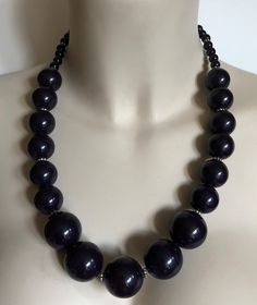 Necklace - plastic beaded necklace with large deep purple beads smaller around the neck 2nd and subsequent items of costume jewelry sent free shipping Retro Bracelet, Costume Jewelry Rings, Purple Beads, Rose Bracelet, White Bracelets, Red Bracelets, Pretty Necklaces, Black Bracelets, Glass Beaded Bracelets