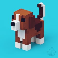 a dog made out of legos on a blue background