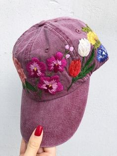 Baseball Cap Design, Custom Embroidered Hats, Embroidery Hat, Custom Baseball Cap, Colorful Hat, Flower Hat, Floral Hat, Women Hat, Hat Embroidery