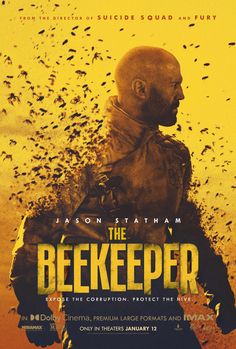 the beekeeper movie poster with an image of a man