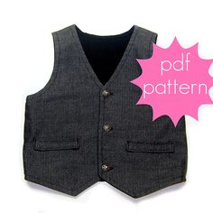 a black vest with a pink speech bubble on it