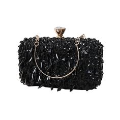 Luxy Moon Square Exquisite Beaded Sequin Evening Clutch Black Hand Embellished Evening Bag, Hand Embellished Black Evening Bag, Elegant Rectangular Sequin Clutch, Black Hand Embellished Evening Bag For Party, Hand Embellished Black Evening Bag For Parties, Black Hand Embellished Party Clutch, Rectangular Sequin Party Clutch, Rectangular Sequined Party Clutch, Black Embellished Evening Bag