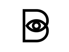 the letter b with an eye in it's center, on a white background