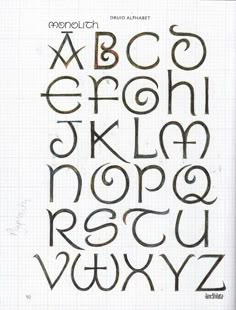 an old english alphabet with some writing on it