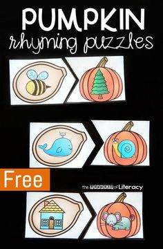 pumpkin themed rhyming puzzles with free printables